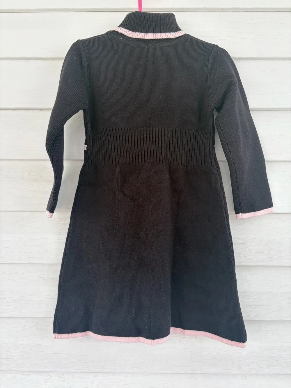 Gymboree Vintage Y2K Sweater Dress Size 3 NWT Black Pink Cat Turtleneck Dress